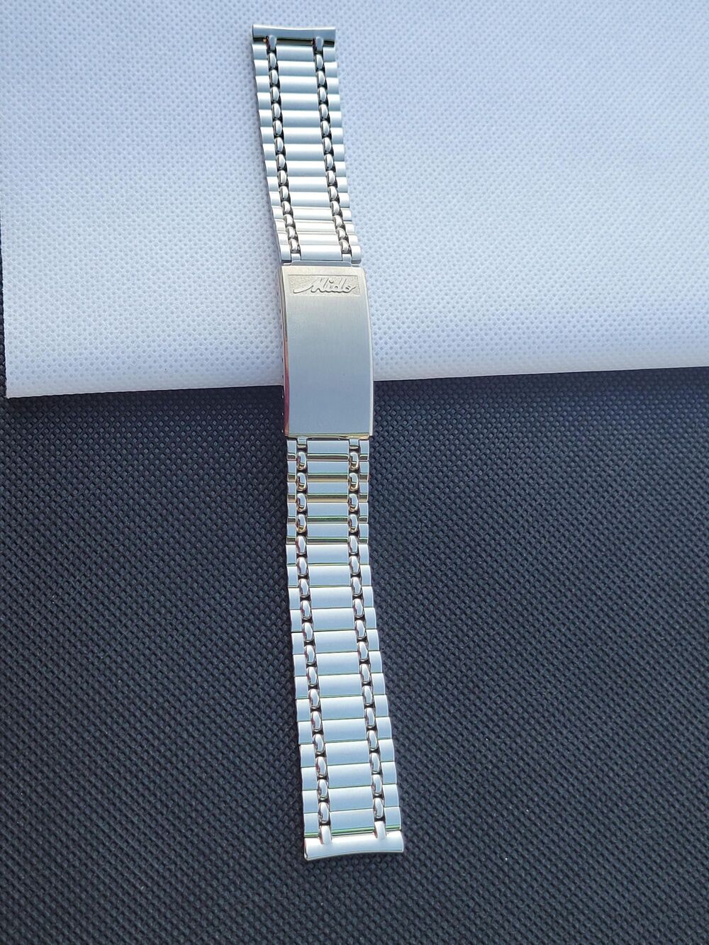 NOS Vintage Mido STL Stelux Rail Road Watch Bracelet 18mm Stainless Steel